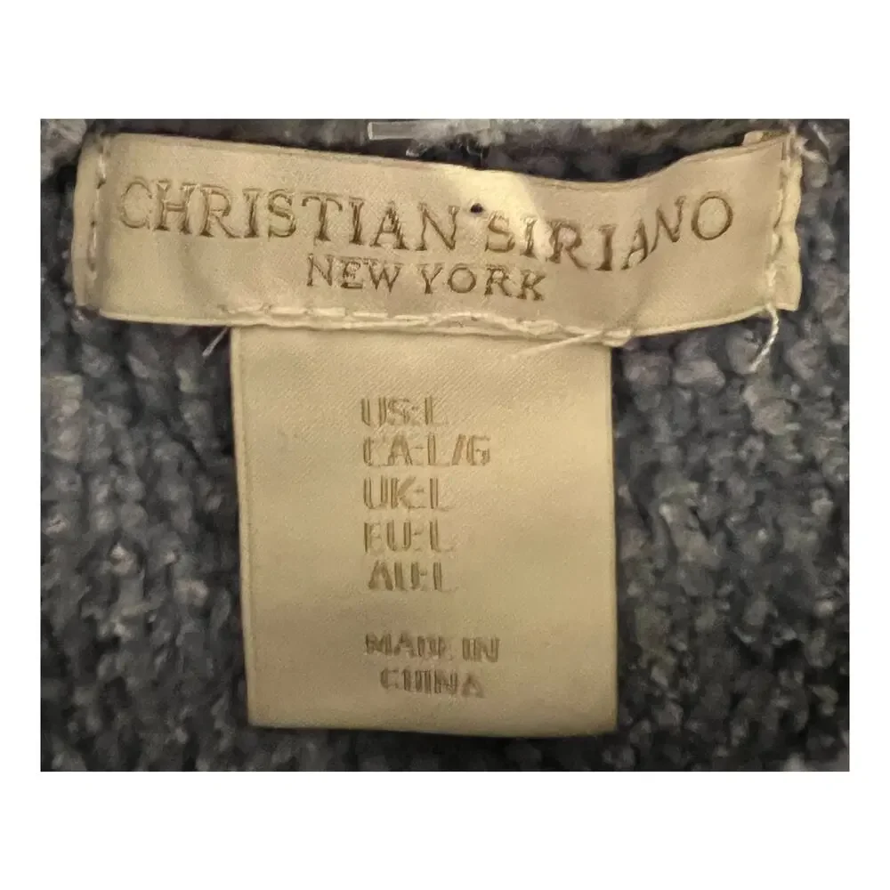 Christian Siriano Sweater Womens Size L Blue Pullover Mock Neck Soft Cozy Casual